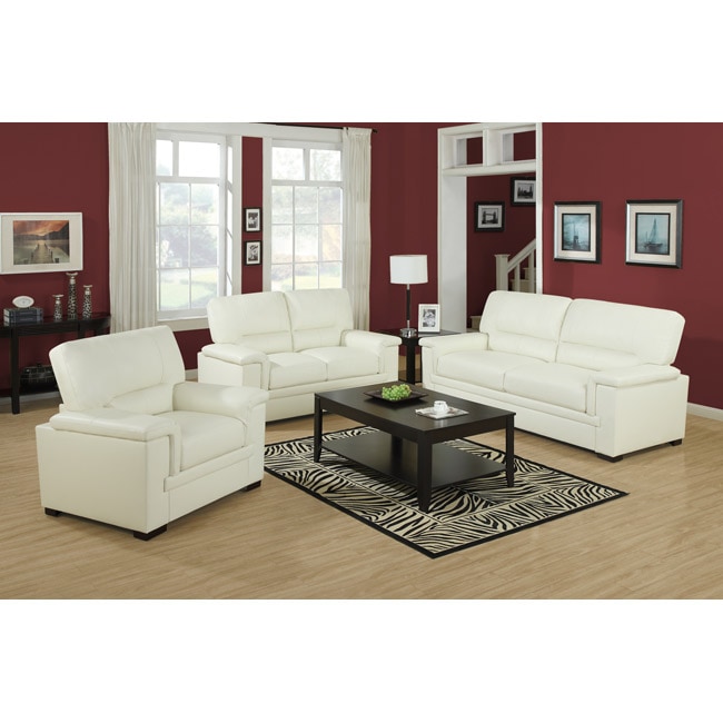Ivory Bonded Leather Sofa