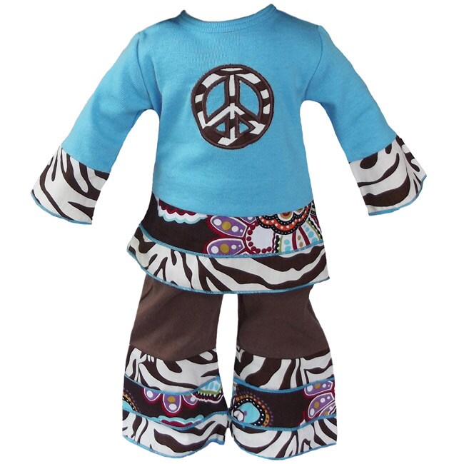 Shop AnnLoren 2piece Zebra & Floral Peace Outfit fits American Girl