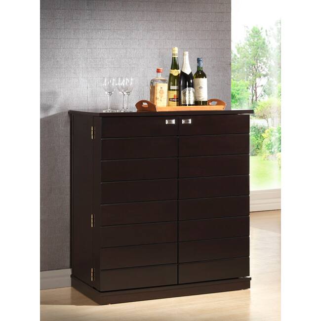 Traditional Dark Brown Wood Wine Cabinet by Baxton Studio