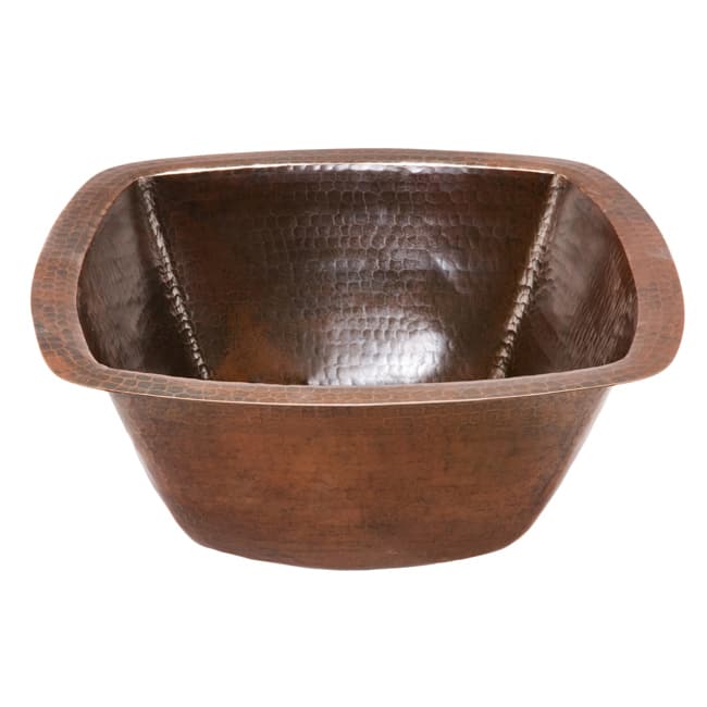 Premier Copper Products Square 14-inch Hammered Copper Bathroom Sink