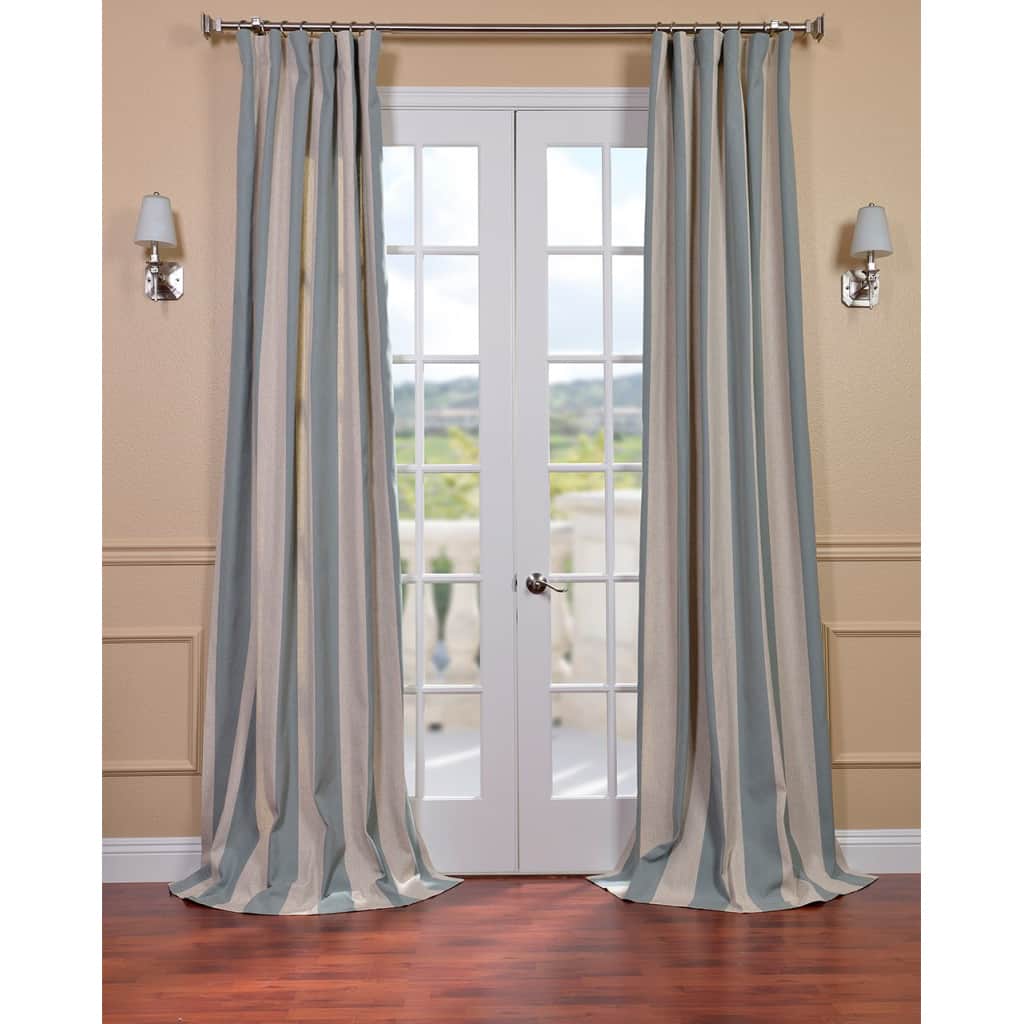 Exclusive Fabrics Veranda Seafoam Stripe Linen Blend Curtain (1 Panel)