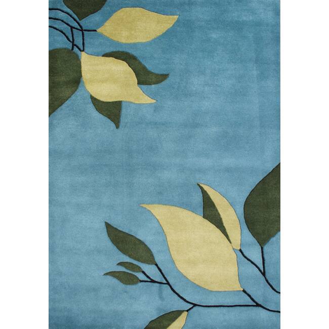 Handmade Alliyah Blue Wool Rug - Blue/Ivory - 4' x 6'