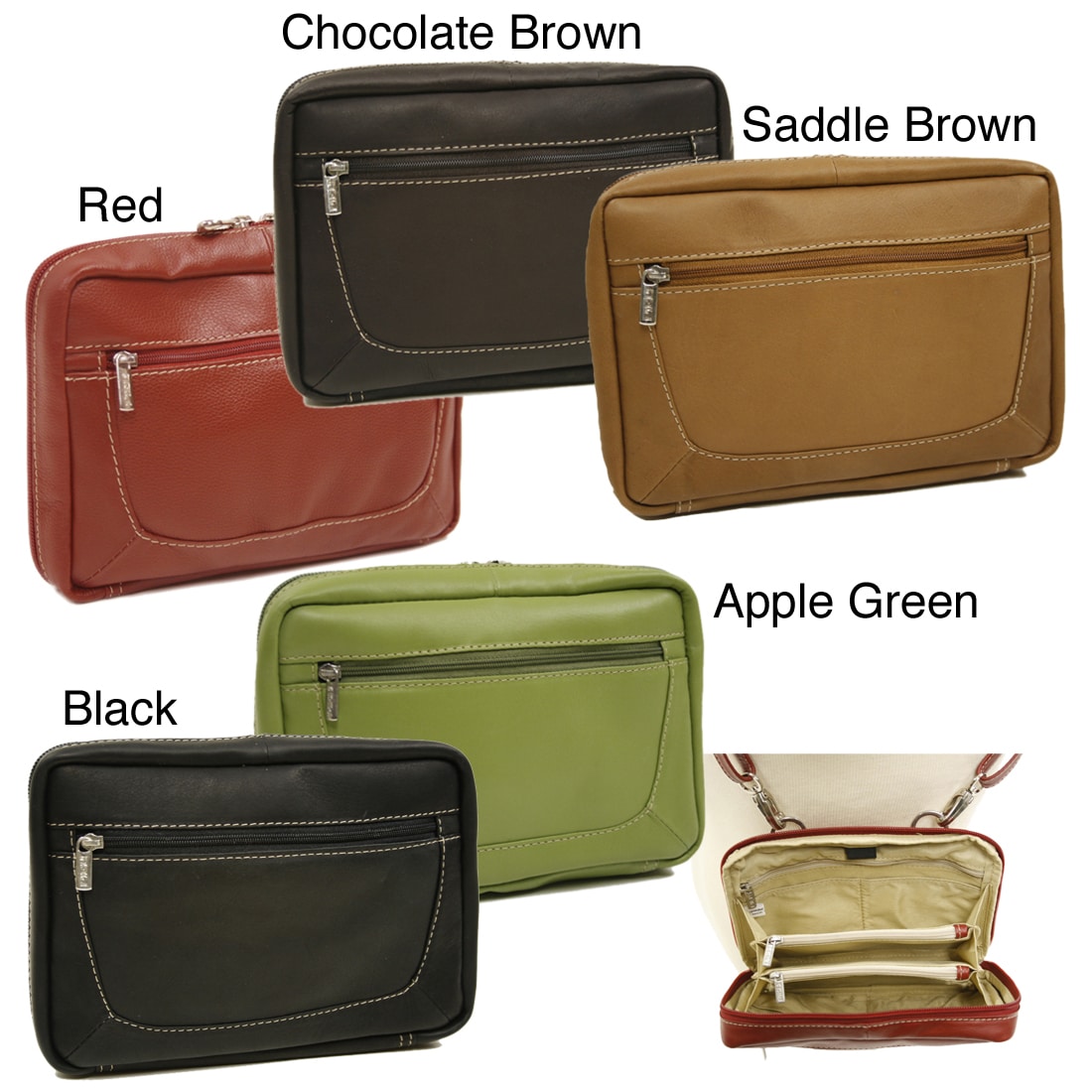 Piel Leather Convertible Travel Organizer with Three Zip-up Sections