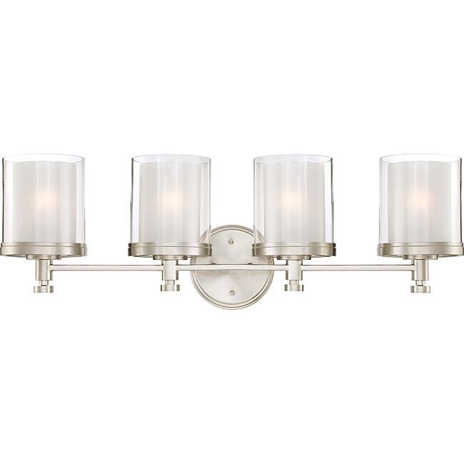 Decker Nickel Finished and Frosted 4-Light Vanity Fixture