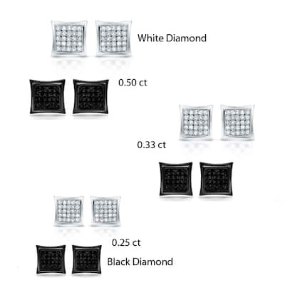 Sterling silver 1/4ct/ 1/3ct/ 1/2ct TDW Black or White Diamond Stud Earrings (H-I, I1-I2)
