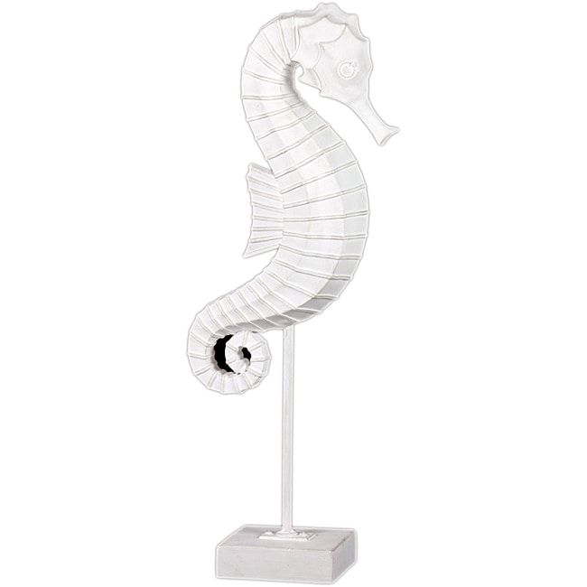 Resin Seahorse On Stand White