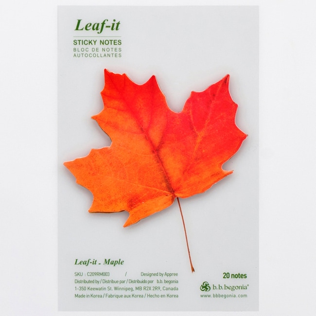 Leaf-it Maple Red Medium Sticky Notes (Pack of 20)