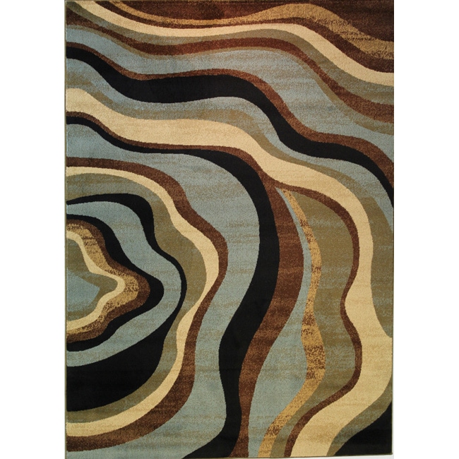 Waves Contemporary Tone and Tone Rug (93 X 126)