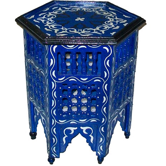 Handpainted Arabesque Wooden End Table (Morocco) Today $214.99