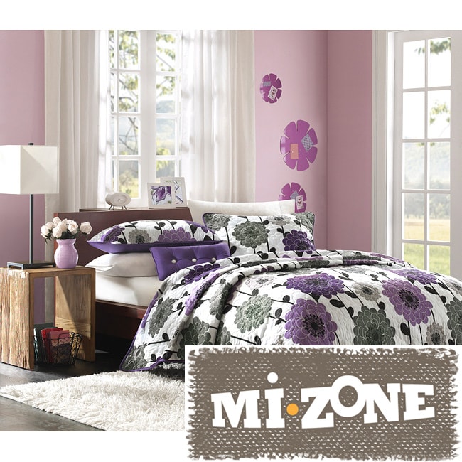 Mizone Clarissa Polyester Microfiber Floral Printed 3 piece Quilt Set