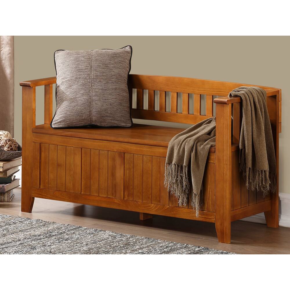 WYNDENHALL Normandy Light Avalon Brown Entryway Storage Bench