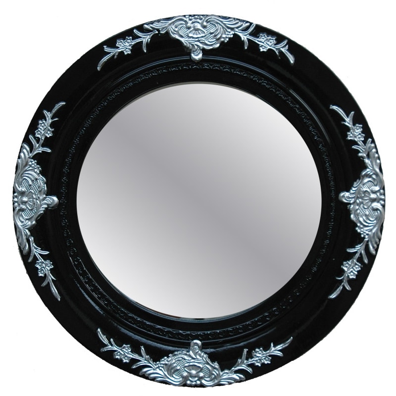 Traditional Glossy Black Decorative Round Framed Mirror Today $59.99