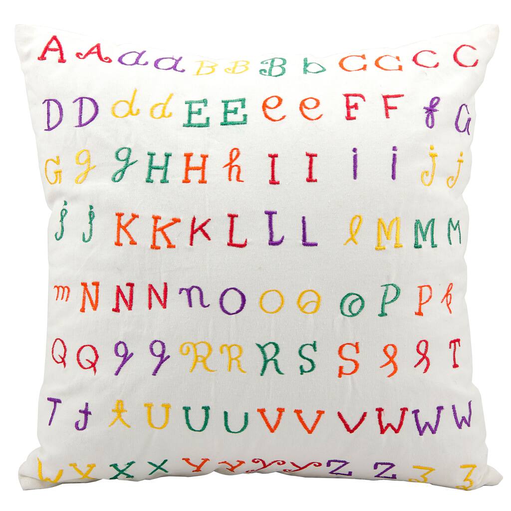 Mina Victory Lifestyle Repeated Alphabet Beige Throw Pillow (18-inch x 18-inch) by Nourison