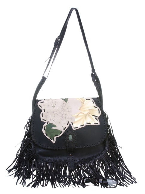 Valentino Womens Black Fringed Handbag