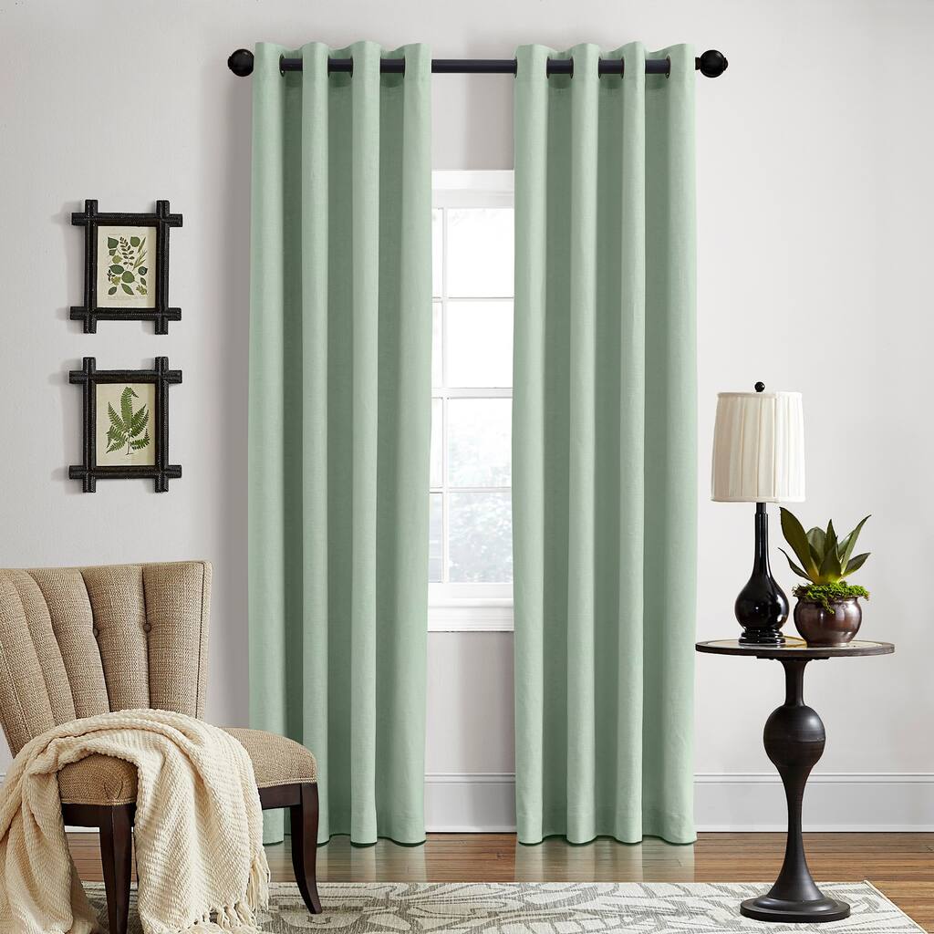 Grand Luxe Linen Gotham Mineral Grommet Curtain Panel