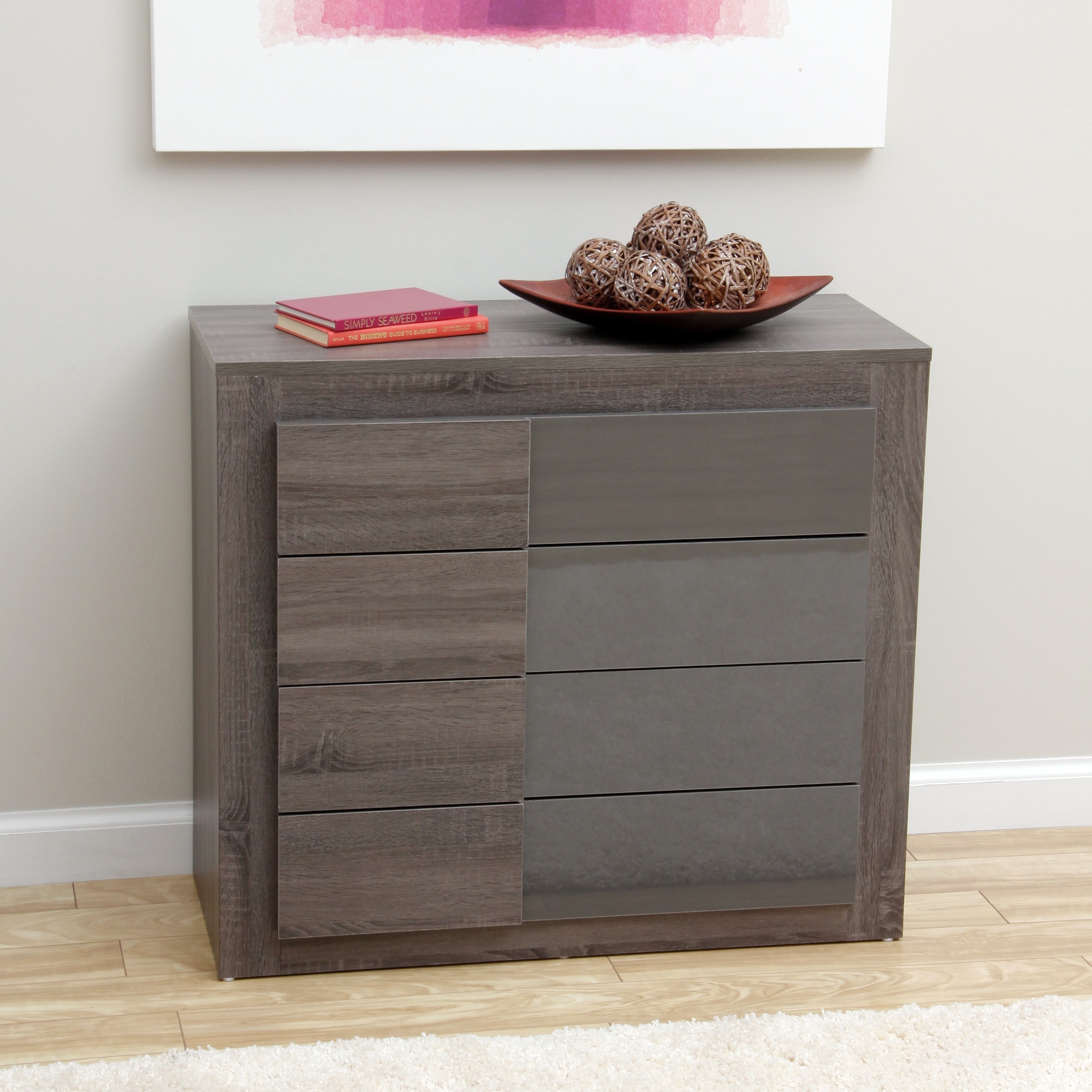 Decor Maya 4 drawer Chest Walnut Size 4 drawer