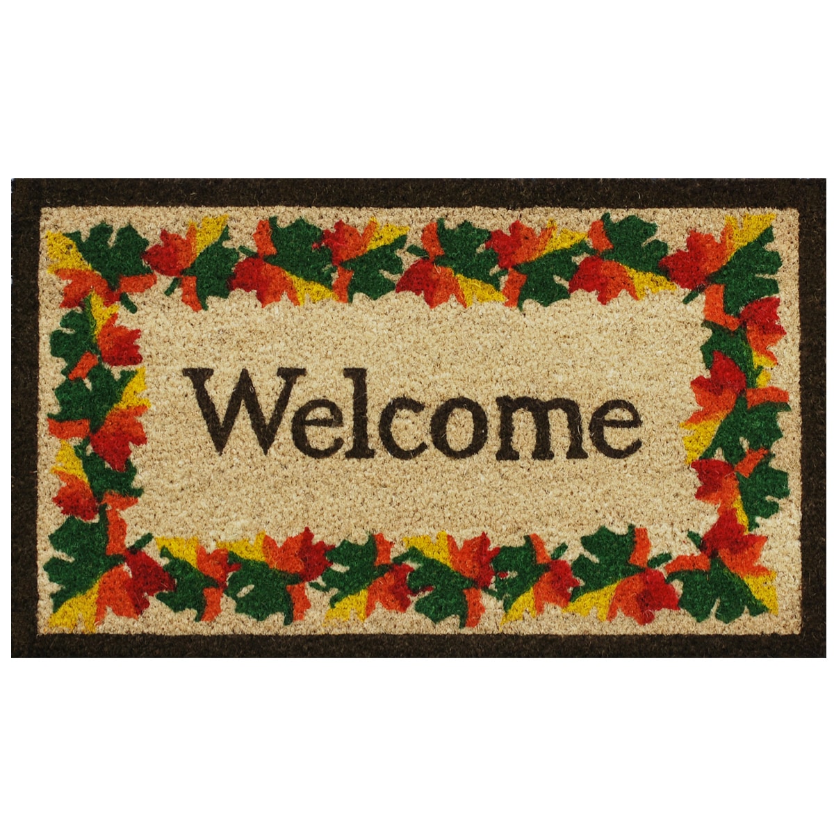 Fall Border Welcome coir With Vinyl Backing Doormat (17 inches X 29 inche)