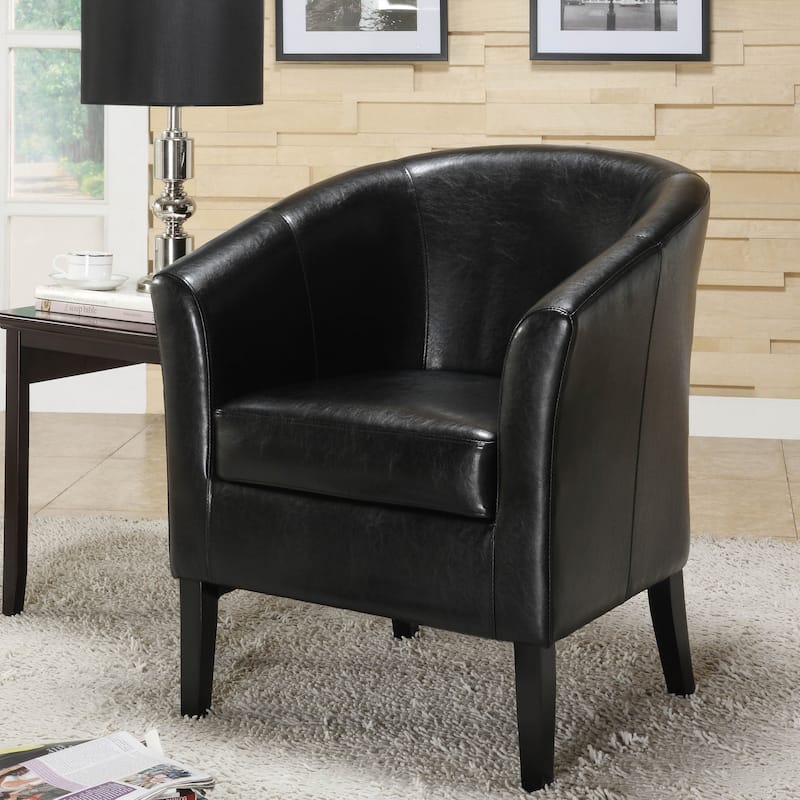 Linon Andrew Barrel Club Chair Jet Black Upholstery