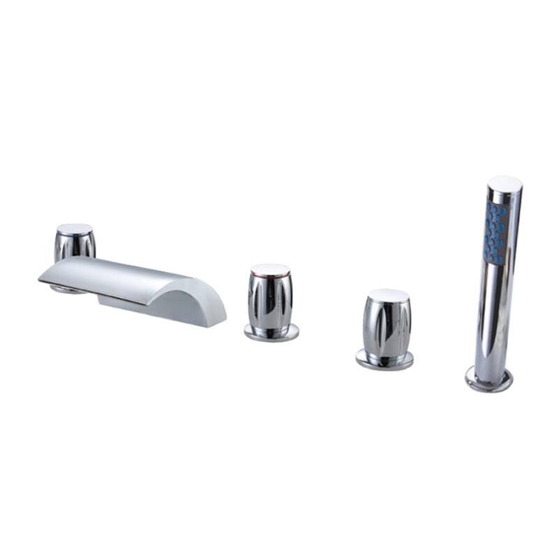 Sumerian Polished Chrome Triple Handle Deck Mount Bath Tub Faucet