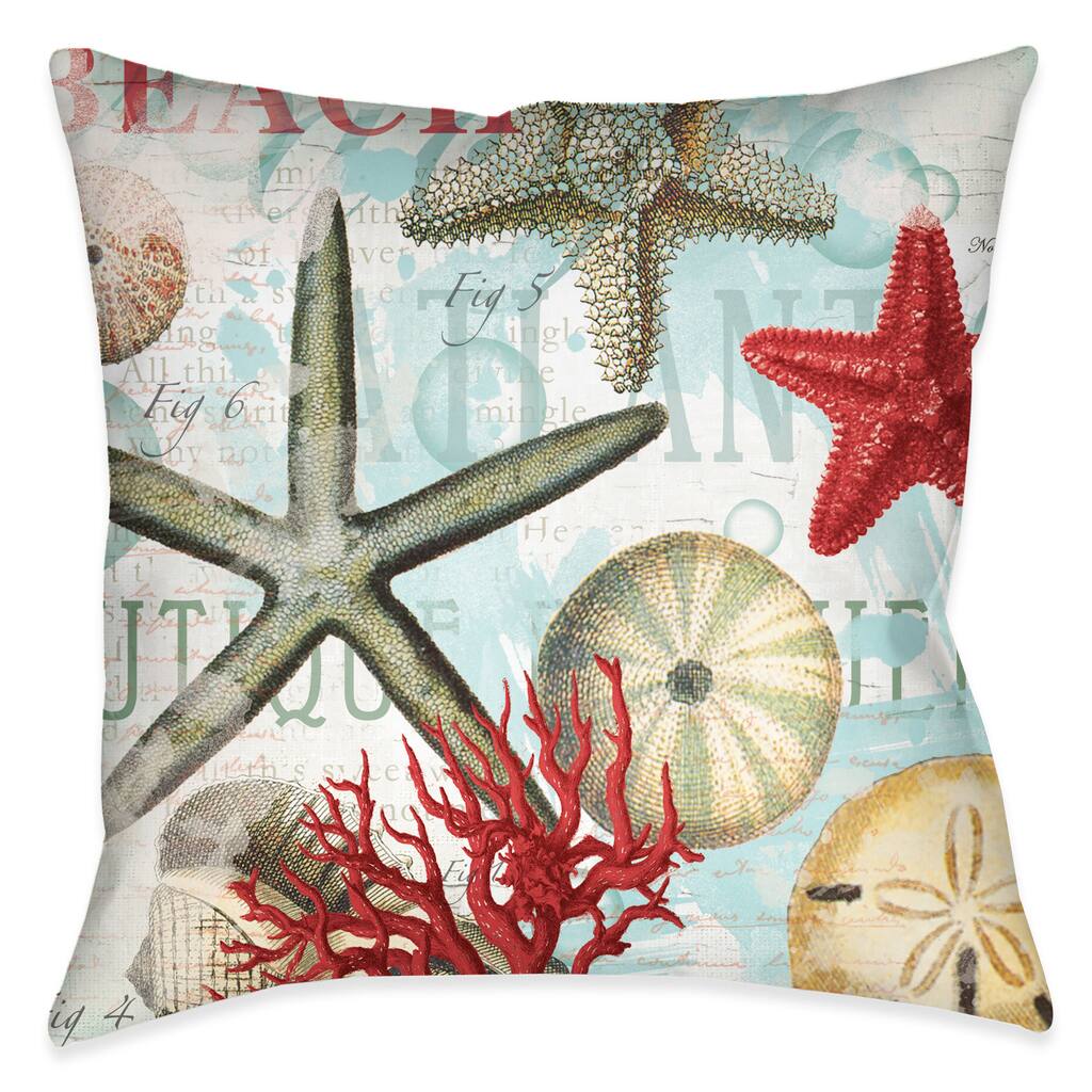 Laural Home Beach Shell Collage Decorative 18-inch Throw Pillow - Multi-Color