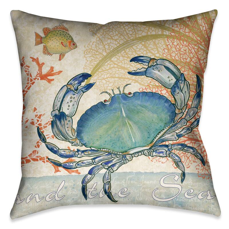 Laural Home Oceana Crab Decorative Throw Pillow - 18x18