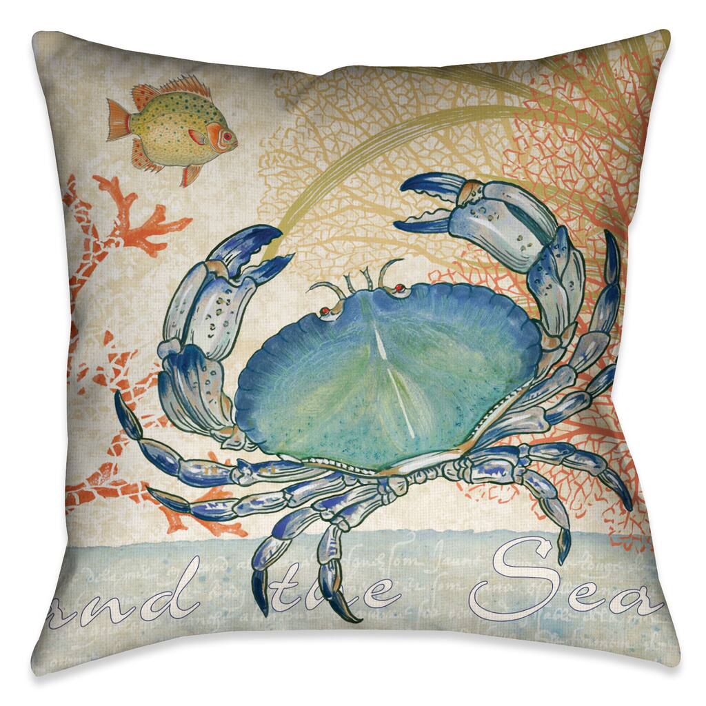 Laural Home Oceana Crab Decorative Throw Pillow - 18x18