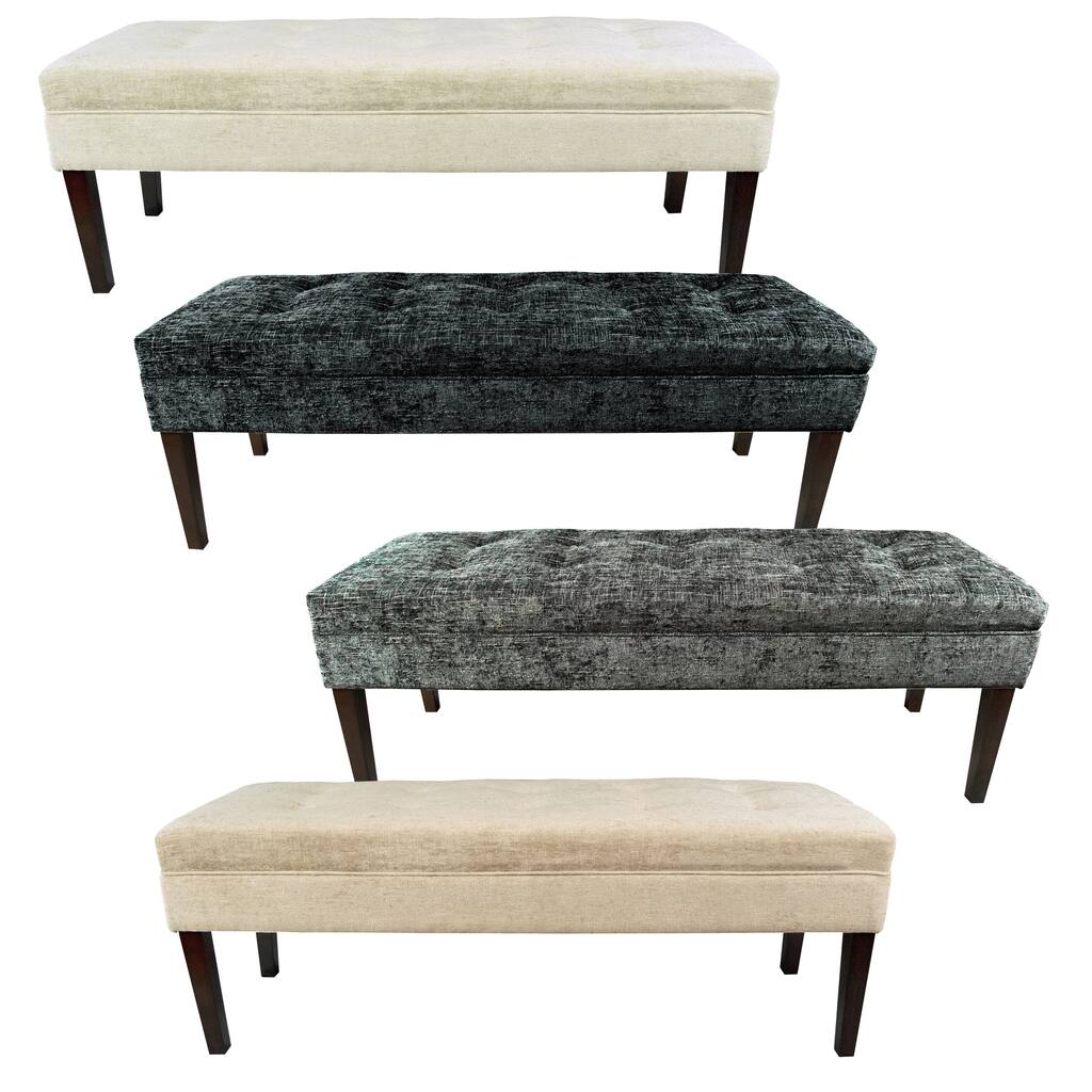 MJL Furniture Kaya Diamond Tufted Atlas Upholstered Long Bench