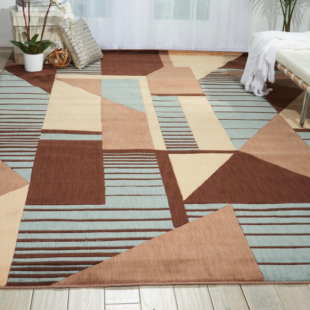 Nourison Mondrian Black Area Rug - 7'9" x 10'10"