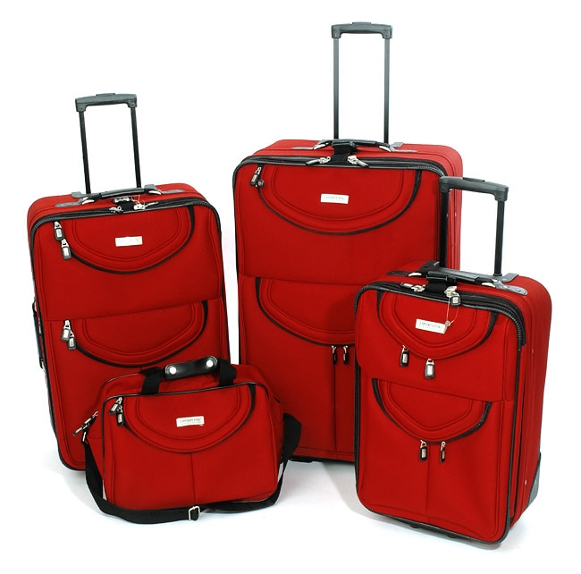 Shop London Fog Sterling Edition 4-piece Luggage Set - Red - Free ...