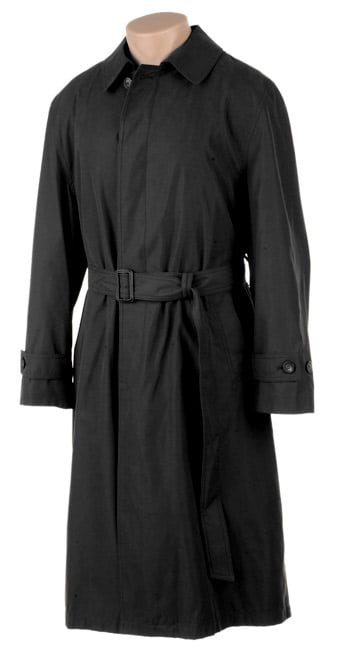 Chaps Black Microfiber Trench Coat  