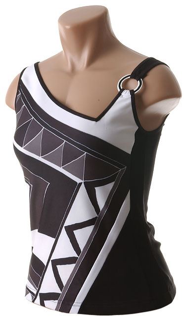 Linda Segal Asymmetrical Border Tank Top  