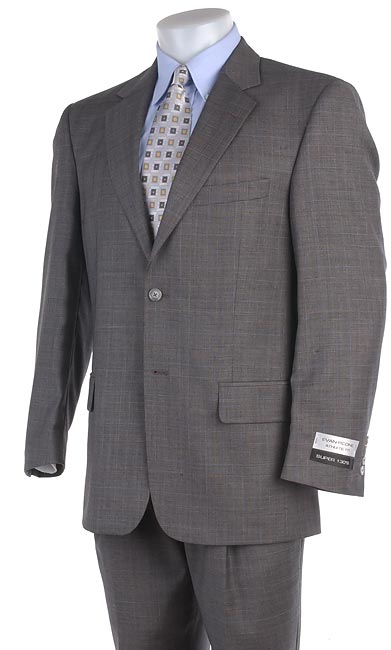 Evan Picone Men's Grey Plaid Athletic Cut Suit - Free Shipping Today ...