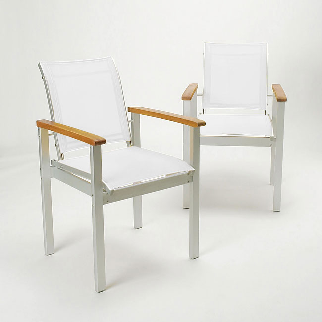 Terrazza White Outdoor Dining Arm Chairs Set Of 2