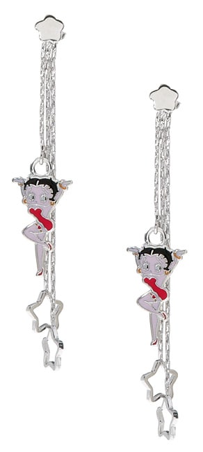 Betty Boop Sterling Silver Star Dangle Earrings  