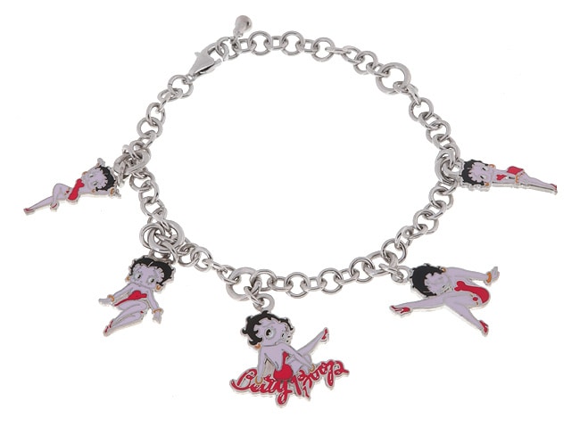 Betty Boop Sterling Silver Five Charm Bracelet  