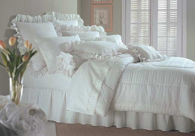   White Lace Comforter Ensemble with 200 tc Sheet Set  