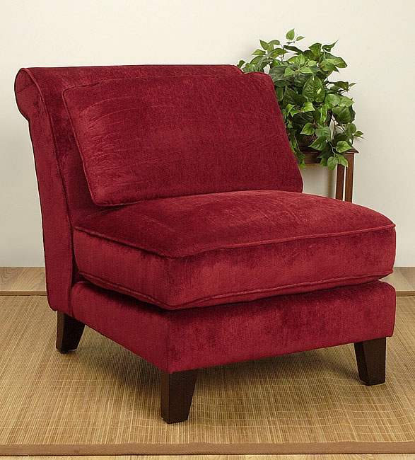 Slipper Cranberry Chenille Chair  