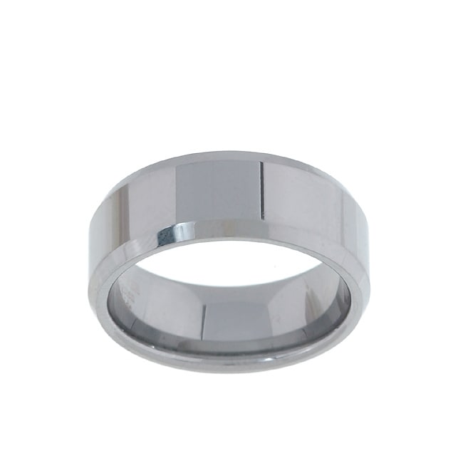 Mens Tungsten Carbide Beveled edge Band (8 mm) Compare 