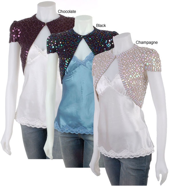 Everyday Clothing Knit Sequined Shrug  