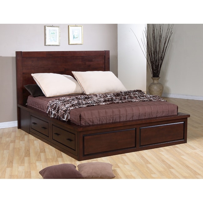 Garret Queen-size Platform Bed with Drawers and Headboard 
