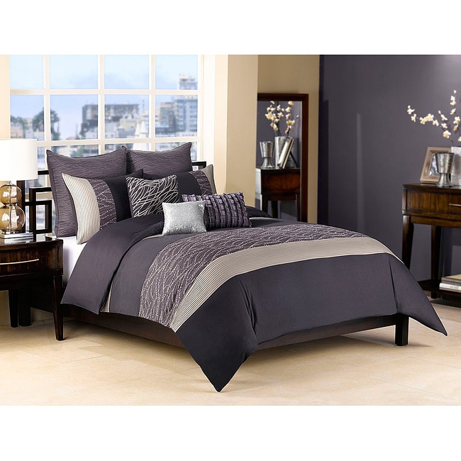 Emilie Purple King-size 3-piece Duvet Cover Set - Free Shipping Today ...