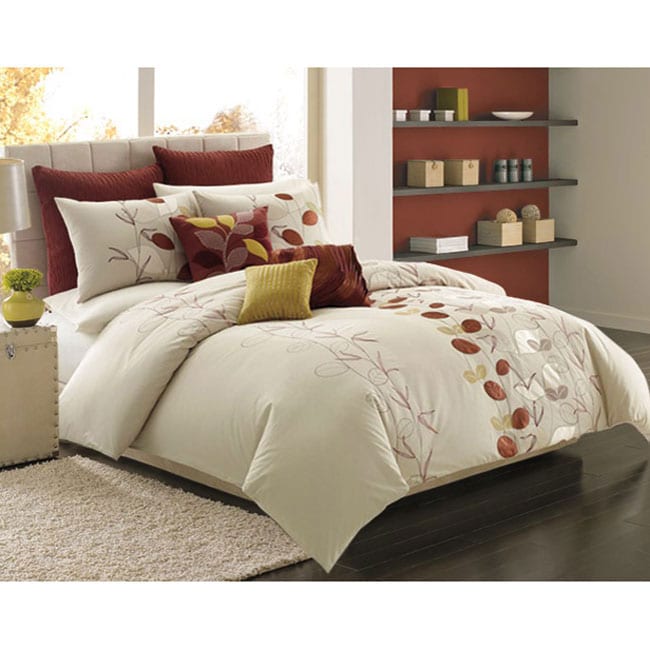 Serena Rust Full/ Queen-size 3-piece Duvet Cover Set - Free Shipping ...