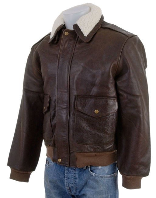 Amerileather Men's Distressed Brown Leather Bomber Jacket - Free ...