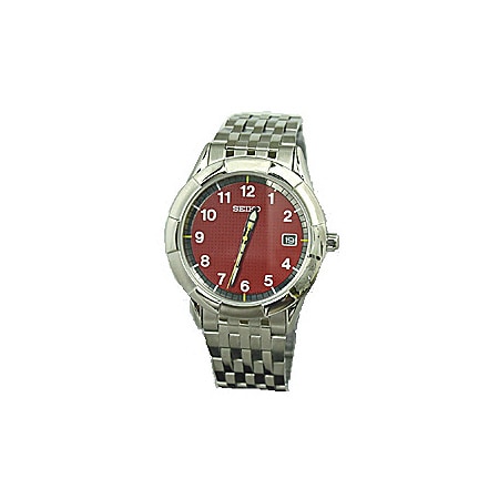 Seiko Men's Stainless Steel Red Dial Watch - Free Shipping Today ...