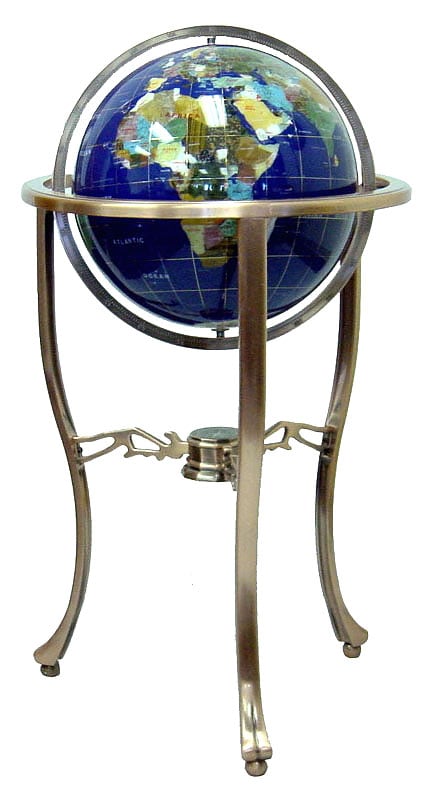 Lapis Ocean 14-inch Gemstone Globe with Floor Stand - Free ...