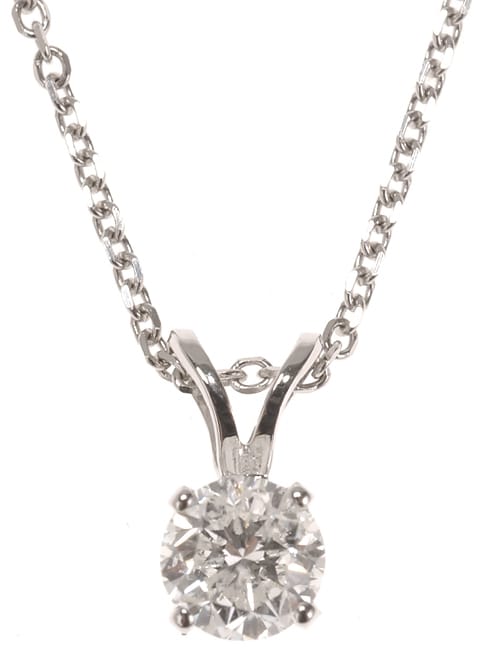   Gold 1/2 ct (H J, I1 I2) Diamond Solitaire Pendant  