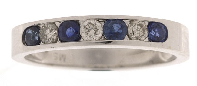 14k Gold 1/5ct Sapphire and Diamond Channel Ring  