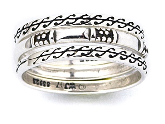 Sterling Silver Scroll Design Stackable Ring Set  