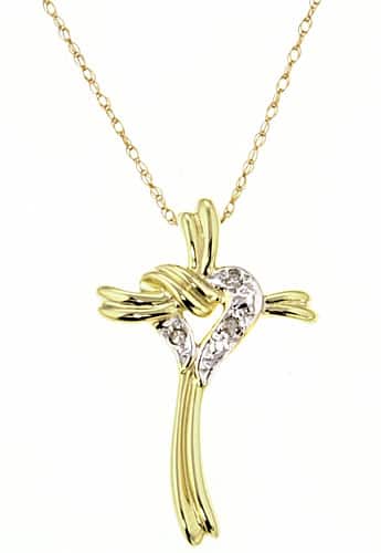 Marquee 10k Heart and Cross Diamond Pendant