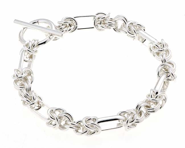   Sterling Silver 7.5 inch Handmade Link Bracelet with Toggle Clasp
